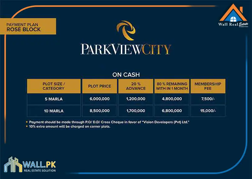 Park View City Rose Block Payment Plan