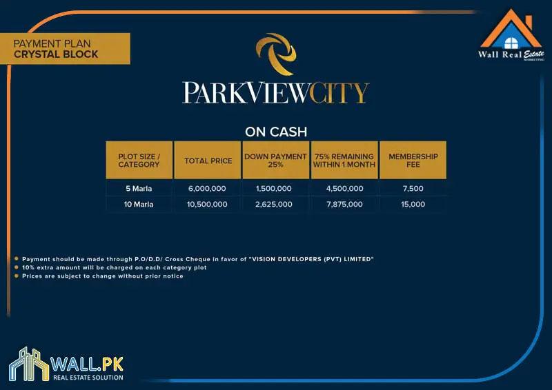 Park View City Crystal Block Payment Plan