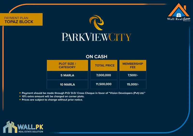 Park View City Topaz Block Payment Plan