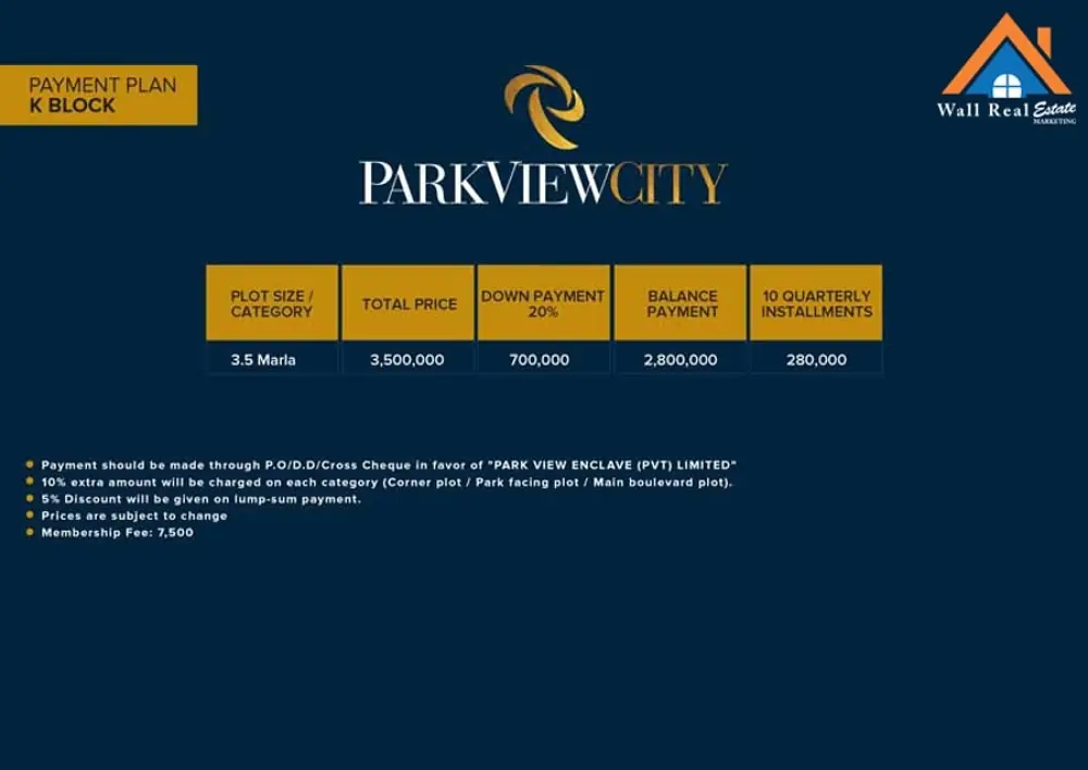 K Block Payment Plan 