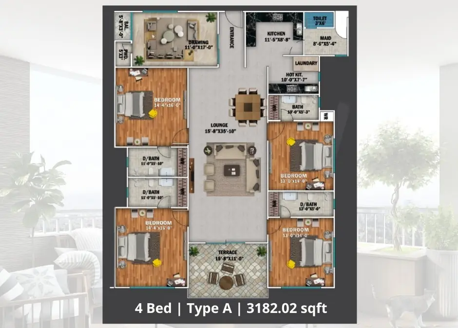 4 Bed Type A Floor Plan