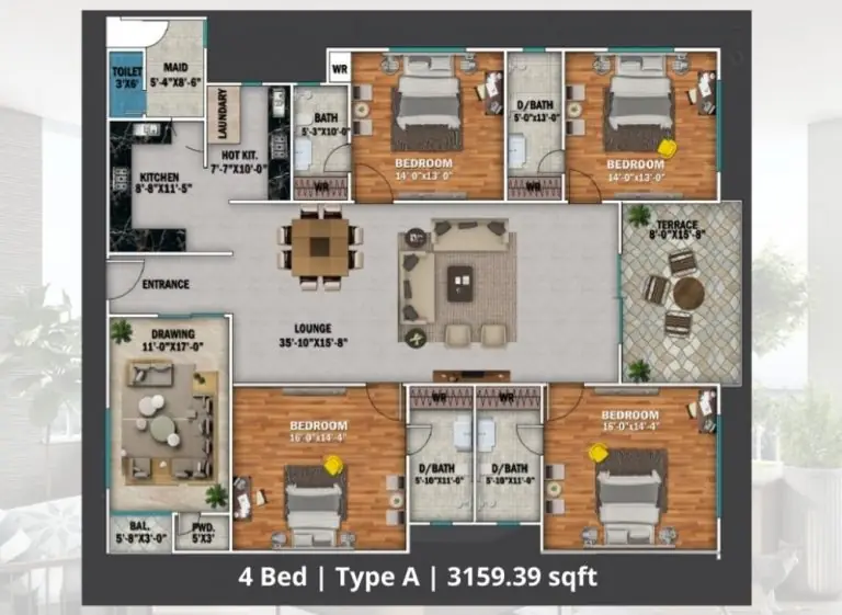 4 Bed Type B Floor Plan 