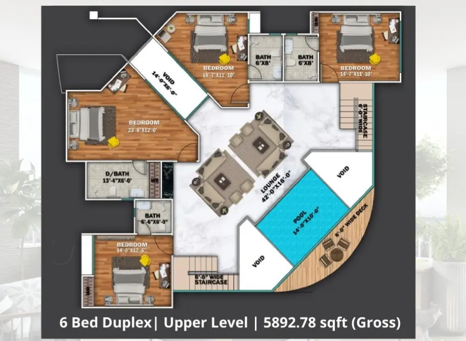 6 Bed Floor Plan (Upper Level)