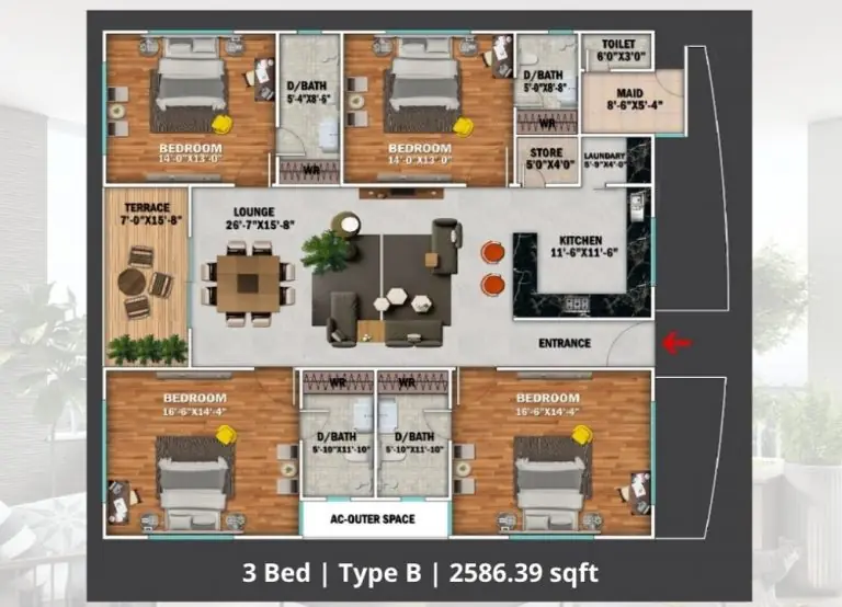 3 Bed Floor Plan 