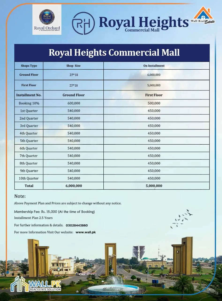 Royal Orchard Sahiwal commercial payment plan