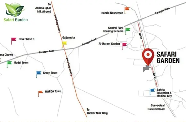 Safari Garden Lahore Location Map
