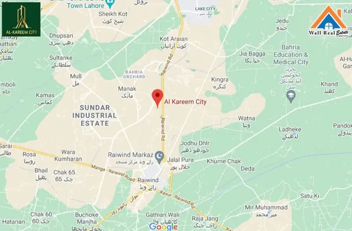 Al Kareem City Lahore Location Map