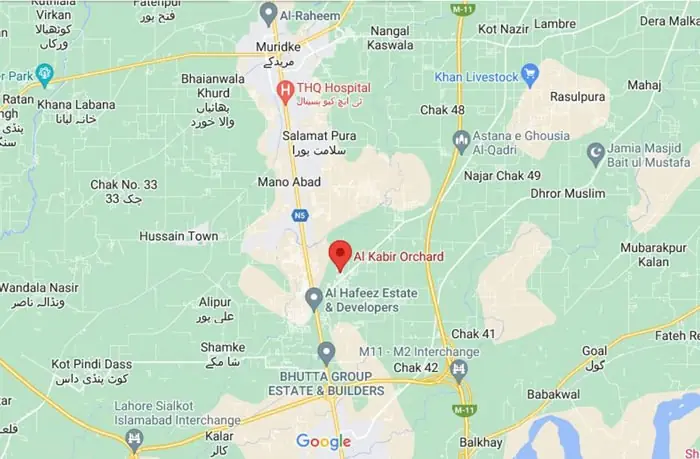 Al Kabir Orchard Lahore Location Map