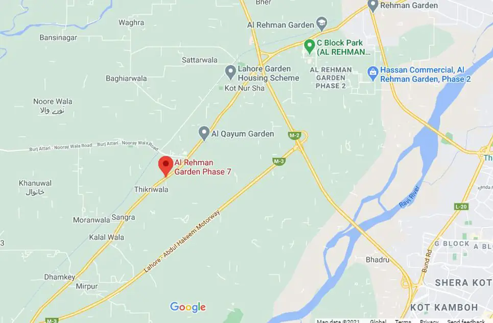 Al Rehman Garden Phase 7 Location Map