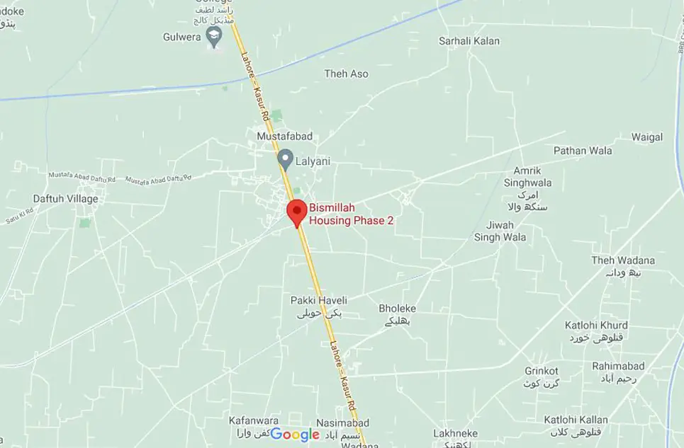 Bismillah Housing Scheme Phase 2 Location Map