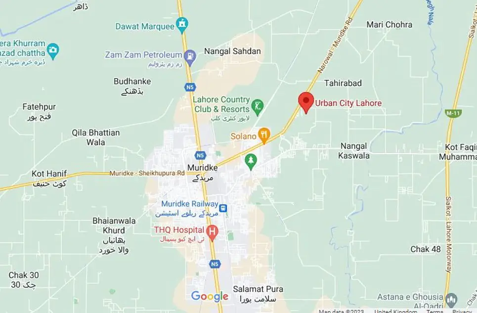 Urban City Lahore Location Map