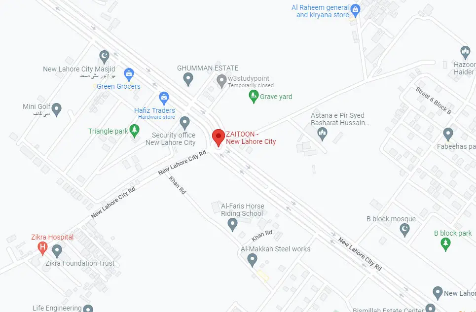 Zaitoon City Lahore Location-map