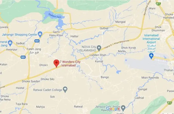 Location Map For 7 Wonders City Islamabad