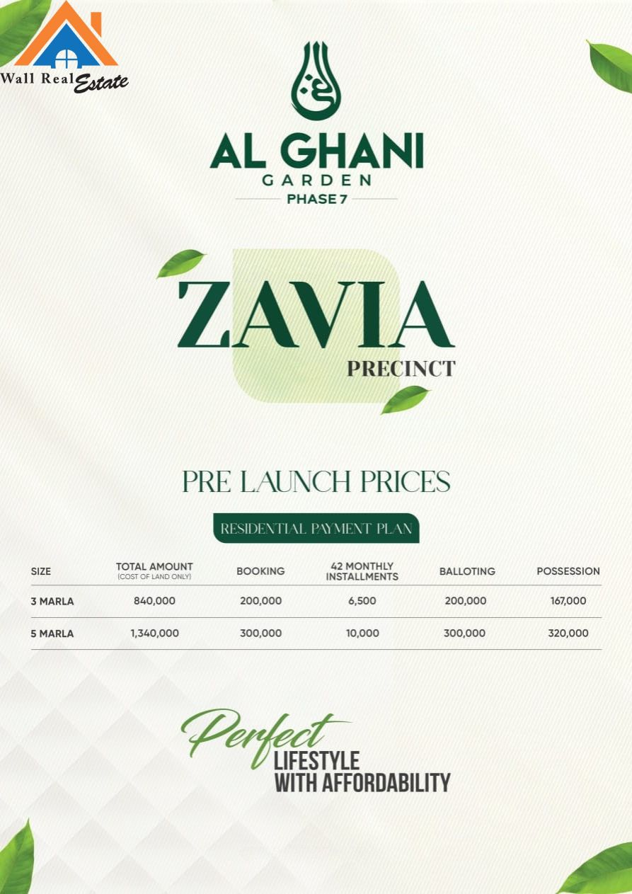 Al Ghani Garden Phase 7 Payment Plan